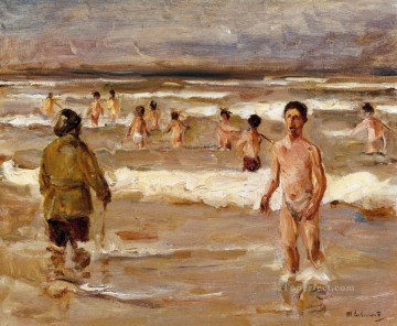 マックス・リーバーマン Painting - 海水浴する子供たち 1899年 マックス・リーバーマン ドイツ印象派